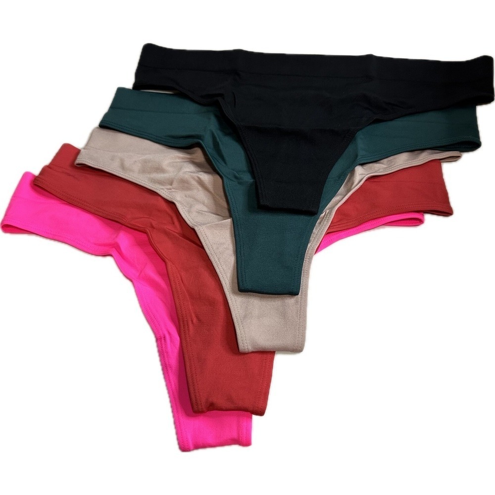 MINDD 5-Pack Underwear Women's Size 2X Regular Rise Seam Free Thong Panties